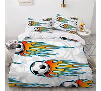 SABUNU Parure de lit 240x260 Adulte Coton Football 3D Housse de Couette en Microfibr Football De Griffonnage Parure De Couette 2 Personnes avec Fermeture Éclair Et 2 Taies d'oreill 50x75