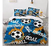 SABUNU Parure de lit 240x260 Adulte Coton Football 3D Housse de Couette en Microfibr Football De Griffonnage Parure De Couette 2 Personnes avec Fermeture Éclair Et 2 Taies d'oreill 50x75