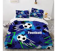 SABUNU Parure de lit 240x260 Adulte Coton Football 3D Housse de Couette en Microfibr Football De Griffonnage Parure De Couette 2 Personnes avec Fermeture Éclair Et 2 Taies d'oreill 50x75