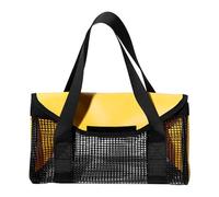 Sac à appâts - Organisateur de cabine de pêche - Filet de rangement portable avec poignée pour le bord extérieur de l'eau douce Beach River Lake étang mer profonde Vacances matin camping route, Jaune