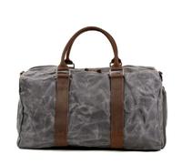 Sac à Bagages Portable Toile cirée Hommes Voyage polochon Sport Sac de en Cuir huilé Week-End Formation Base fourre-Tout Sacs Nuit(Dark Grey)