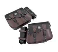 Sac à Bagages Sacoches Universelles Modification Moto 1 Paire Avec Poches Latérales Imperméables Sac Rangement PU Marron Accessoires Remplacement