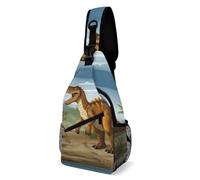 Sac à bandoulière à bandoulière motif dinosaure de la période jurassique, sac à dos à bandoulière, sac de poitrine décontracté, sac banane, dinosaure de la période jurassique, 20,3 x 10,2 x 38,1 cm,