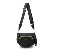 Sac à bandoulière à carreaux en nylon pour femme, sac banane tendance à motif damier avec bandoulière, Noir pur, Tendance