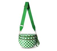 Sac à bandoulière à carreaux en nylon pour femme, sac banane tendance à motif damier avec bandoulière, Kelly Green à carreaux, Tendance