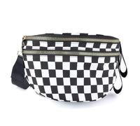 Sac à bandoulière à carreaux pour femme, sac banane à motif quadrillé noir et blanc, design de grande capacité avec bandoulière réglable sur une épaule ou à la main, Plaid noir et blanc.