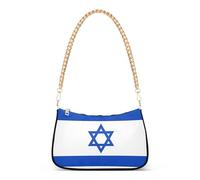 Sac à bandoulière à fermeture éclair pour femme avec motif floral et drapeau national d'Israël - Petit sac à main Hobo avec sangle de chaîne