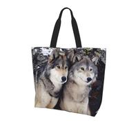 Sac à bandoulière à motif cheval blanc, organiseur de courses, adapté pour les voyages, la salle de sport et les déplacements., Deux loups, Taille unique