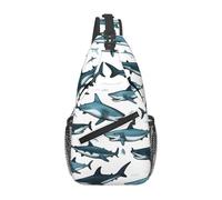 Sac à bandoulière à motif de requin avec différents gestes imprimés pour femmes et hommes - Sac banane de voyage