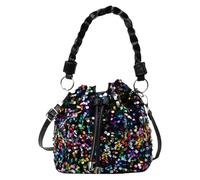 Sac à bandoulière à paillettes pour femme avec cordon de serrage Beige