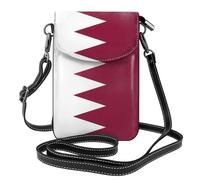 Sac à bandoulière à rabat en cuir avec drapeau du Qatar, doux et imperméable, peut être utilisé comme portefeuille, avec une bandoulière amovible.