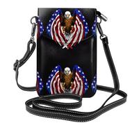 Sac à bandoulière à rabat en cuir avec motif aigle patriotique des États-Unis, doux et imperméable, peut être utilisé comme portefeuille, avec une bandoulière amovible.