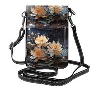 Sac à bandoulière à rabat en cuir de style bohème blanc lotus pour téléphone, doux et imperméable, peut être utilisé comme portefeuille, avec une bandoulière amovible.