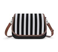 Sac à bandoulière à rayures noires et blanches pour femme, sac à bandoulière en cuir, bandoulière amovible réglable, sacs mains libres