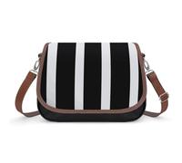 Sac à bandoulière à rayures noires et blanches pour femme, sac à bandoulière en cuir, bandoulière amovible réglable, sacs mains libres