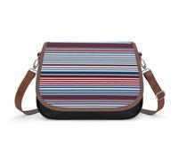Sac à bandoulière à rayures rouges, bleues, blanches et grises pour femme, sac à bandoulière en cuir, bandoulière amovible réglable, sacs mains libres