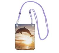Sac à bandoulière amusant avec imprimé dauphin pour femme, mini porte-monnaie pour téléphone, joli portefeuille pour téléphone, cadeau de randonnée, voyage, violet, Taille unique