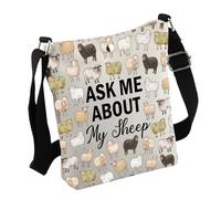 Sac à bandoulière amusant avec inscription « Ask Me About My Sheep » - Cadeau pour les amoureux des moutons - Cadeau pour propriétaire de mouton, Sac de mouton