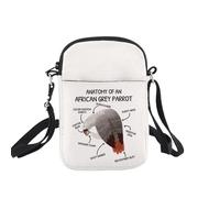 Sac à bandoulière Anatomie d'un perroquet gris africain - Cadeau amusant pour les amoureux des oiseaux