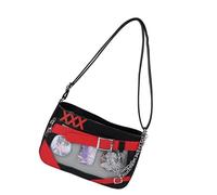 Sac à bandoulière Anime pour femme avec affichage de badges, sacs à bandoulière en cuir PU pour les styles de rue japonais, amant, fille mignonne, noir/rouge, One Size