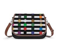Sac à bandoulière arc-en-ciel à pois noirs et blancs pour femme, sac à bandoulière en cuir réglable, sac mains libres