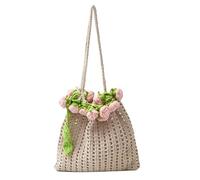 Sac à bandoulière au crochet de fleur de fleur sac à main à tricot à tricoter sac à main (rose)