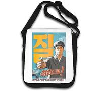 Sac à bandoulière avec affiche de propagande de Corée du Nord - Blanc