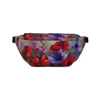 Sac à bandoulière avec ceinture réglable pour homme et femme Motif fleurs rouges et violettes dans un vase, multicolore, Taille unique, Sac à dos de