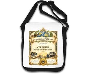Sac à bandoulière avec certificat célébrant les compétences d'observation d'experts, blanc