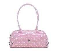 Sac à bandoulière avec fermeture éclair sur le dessus, sac à main en PVC brillant avec longues poignées et poche avant pour un transport quotidien à pois Sac à bandoulière fourre-tout sous les bras en