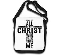 Sac à bandoulière avec inscription « I Can Do All Things Through Christ Who Strengthens Me » - Blanc
