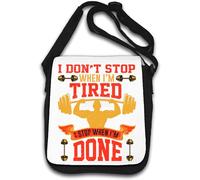 Sac à bandoulière avec inscription « I Don't Stop When I'm Tired I Stop When I'm Done Overhead Press » Blanc