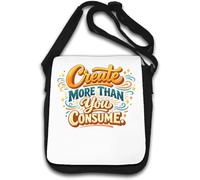 Sac à bandoulière avec message inspirant sur la créativité et la consommation Blanc