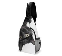 Sac à bandoulière avec motif chat noir allongé - Sac à dos à bandoulière - Sac de poitrine décontracté - Sac banane - Chat noir allongé - 20,3 x 10,2 x 38,1 cm, Chat noir couché, 8 × 4 × 15 inches