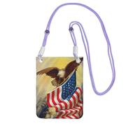 Sac à bandoulière avec motif drapeau américain des États-Unis - Motif aigle - Pour femme - Mini porte-monnaie pour téléphone - Cadeau idéal pour la randonnée, les voyages, violet, Taille unique