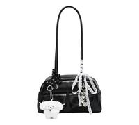 Sac à bandoulière avec nœud en ruban - Style japonais - En cuir synthétique - Double poche - Avec breloque - Pour femme, 01Style, One Size