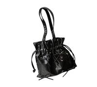 Sac à bandoulière avec nœuds pour femme - Seau esthétique - Grande capacité - Sac à main assorti sous les bras - Pour l'école - En cuir synthétique - Pour les aisselles - Esthétique, Noir , One Size