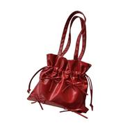 Sac à bandoulière avec nœuds pour femme - Seau esthétique - Grande capacité - Sac à main assorti sous les bras - Pour l'école - En cuir synthétique - Pour les aisselles - Esthétique, Rouge, One Size