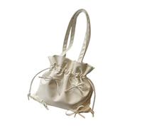 Sac à bandoulière avec nœuds pour femme - Seau esthétique - Grande capacité - Sac à main assorti sous les bras - Pour l'école - En cuir synthétique - Pour les aisselles - Esthétique, blanc, One Size