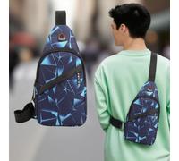Sac à bandoulière avec sangle réglable et port pour casque d'écoute, sac de poitrine compact à une sangle pour homme et femme, pour les trajets quotidiens