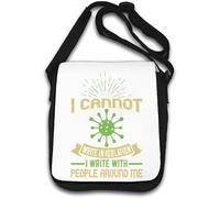 Sac à bandoulière avec slogan « I Cannot Write Alone. I Write with People Around me » Blanc