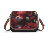Sac à bandoulière Bear Among The Roses pour femme, sac à bandoulière en cuir réglable, bandoulière amovible et mains libres