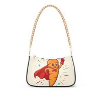 Sac à bandoulière beige avec motif carotte et super-héros pour femme, sac à main à bandoulière avec chaîne, fermeture éclair, joli sac à main