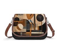 Sac à bandoulière beige et noir pour femme, sac à bandoulière en cuir réglable, sac mains libres