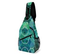 Sac à bandoulière bleu et vert - Sac à dos à bandoulière - Sac de poitrine décontracté - Sacs banane - Nuances bleues et vertes - 20,3 x 10,2 x 38,1 cm, Nuances bleues et vertes, 8 × 4 × 15 inches