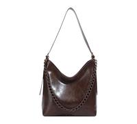 Sac à bandoulière carré en polyuréthane pour femme avec chaîne, sac fourre-tout sous les bras pour l'école, les voyages, le travail, café, 11.42x11.02x3.94inch