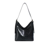 Sac à bandoulière carré en polyuréthane pour femme avec chaîne, sac fourre-tout sous les bras pour l'école, les voyages, le travail, Noir , 11.42x11.02x3.94inch