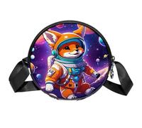 Sac à bandoulière Circle pour femme, petit sac à bandoulière Fox Space avec fermeture éclair, bretelles réglables, sac à main rond décontracté pour femmes et filles