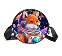 Sac à bandoulière Circle pour femme, petit sac à bandoulière Fox Space avec fermeture éclair, bretelles réglables, sac à main rond décontracté pour femmes et filles