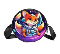 Sac à bandoulière Circle pour femme, petit sac à bandoulière Fox Space avec fermeture éclair, bretelles réglables, sac à main rond décontracté pour femmes et filles